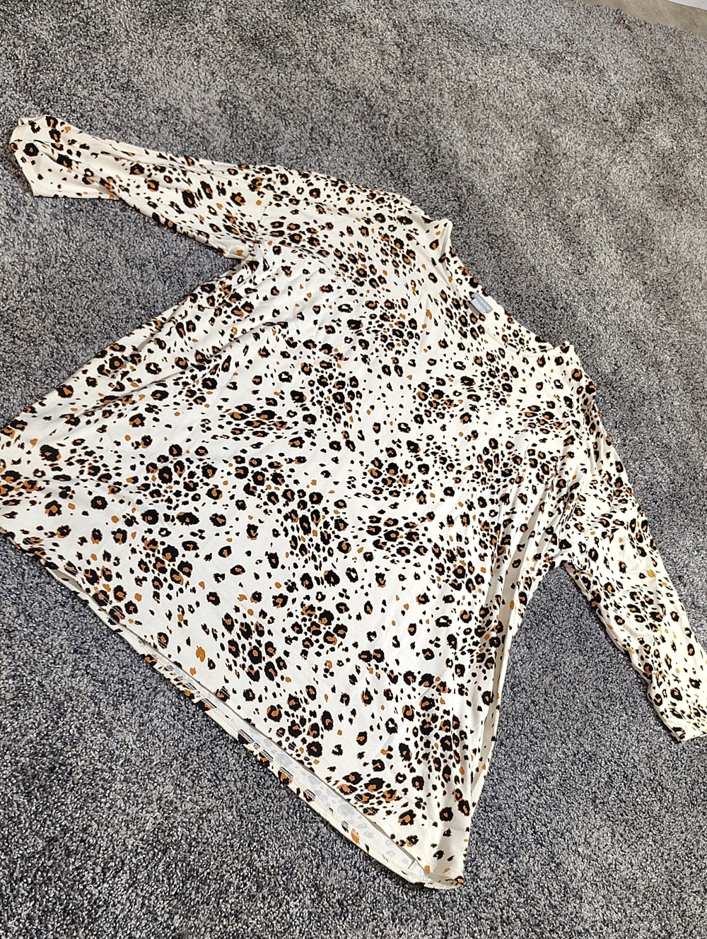Chico's Cream Leopard-Print Long Sleeve Top